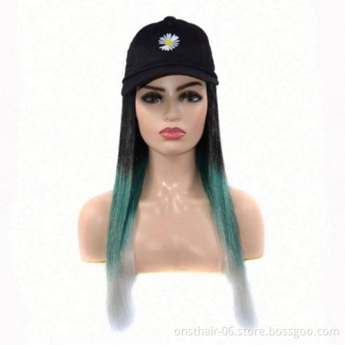 MYZYR Baseball CapWith Hair Long Straight hairFake HairHat Wig SyntheticHair Extensions Hat With Hair Natural Hairpiece ForWomen